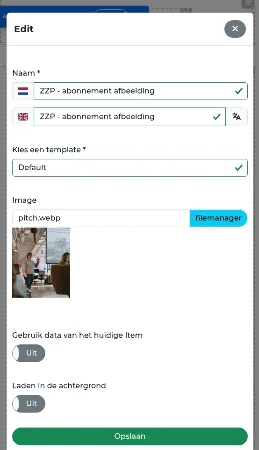 2. Pas de gewenste inhoud blokken aan